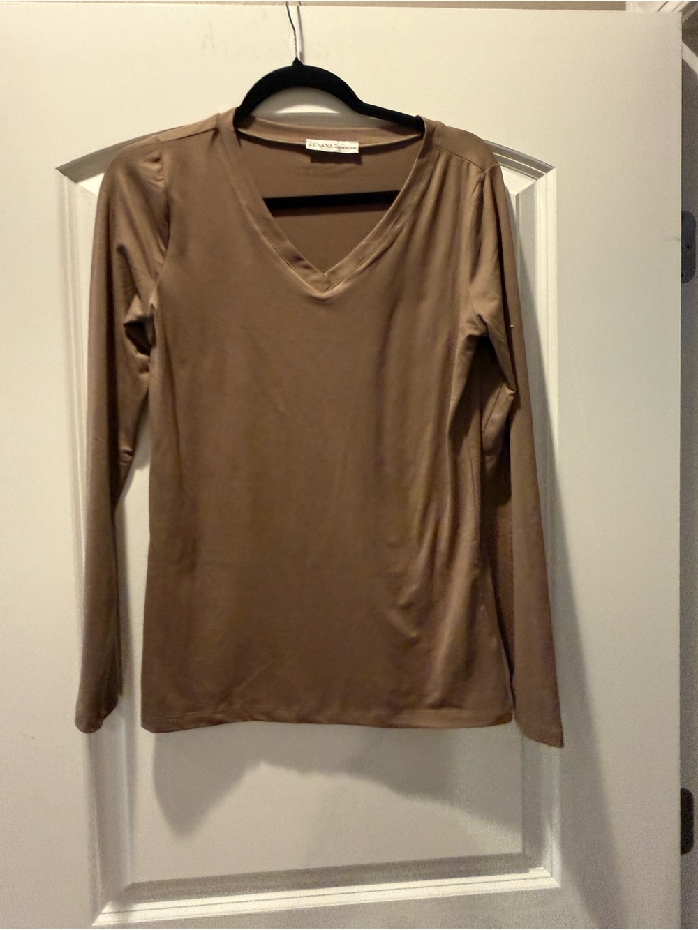 Zenana Outfitters Taupe V-Neck Long Sleeve Top